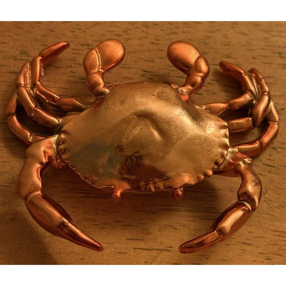 VTG Metal Crab Figurine/Paperweight Figure Copper Color‎ Nautical Ocean Decor